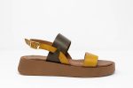 δερμάτινα flatforms Chloe μουσταρδί γυναικεία – πλευρική όψη, δερμάτινα flatforms Chloe λαδί γυναικεία – λεπτομέρεια πατάκι gel