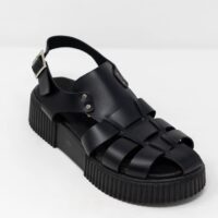 Flatforms Jelly Pop, Γυναικεία χειροποίητα δερμάτινα σανδάλια Jelly Pop σε μαύρο χρώμα