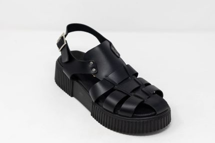 Flatforms Jelly Pop, Γυναικεία χειροποίητα δερμάτινα σανδάλια Jelly Pop σε μαύρο χρώμα