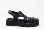 Flatforms Jelly Pop side, Γυναικεία χειροποίητα δερμάτινα σανδάλια Jelly Pop σε μαύρο χρώμα