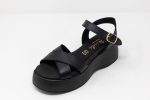 Flatforms Melissa Γυναικεία μαύρα flatforms με χιαστί φάσα και δέσιμο