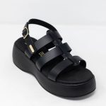 Flatforms Victoria , Γυναικεία μαύρα gladiator flatforms