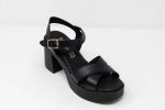 Heels Alina black Γυναικεία χειροποίητα δερμάτινα πέδιλα Alina σε μαύρο χρώμα με χιαστί φάσα και ψηλό τακούνι 10 εκ.