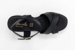 Heels Alina blacl top Γυναικεία χειροποίητα δερμάτινα πέδιλα Alina σε μαύρο χρώμα με χιαστί φάσα και ψηλό τακούνι 10 εκ.
