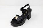 Heels Ariadne Γυναικεία χειροποίητα δερμάτινα πέδιλα Ariadne σε μαύρο χρώμα με χιαστί φάσα και ψηλό τακούνι 10 εκ