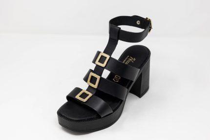 Heels Circe Γυναικεία χειροποίητα δερμάτινα πέδιλα Circe σε στυλ gladiator με χρυσά μεταλλικά διακοσμητικά και τακούνι 10 εκ.