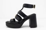 Heels Circe side Γυναικεία χειροποίητα δερμάτινα πέδιλα Circe σε στυλ gladiator με χρυσά μεταλλικά διακοσμητικά και τακούνι 10 εκ.