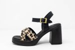Heels Kiara black side, Γυναικεία χειροποίητα δερμάτινα πέδιλα Kiara σε animal print με χιαστί φάσα, μαύρη σόλα και τακούνι 10