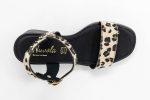 Heels Naomi black top, Γυναικεία χειροποίητα δερμάτινα πέδιλα Naomi σε animal print με μαύρη σόλα και τακούνι 10 εκ.