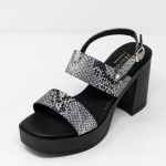 Heels Zanzibar Γυναικεία χειροποίητα δερμάτινα πέδιλα Zanzibar σε animal print με ψηλό τακούνι 10 εκ.