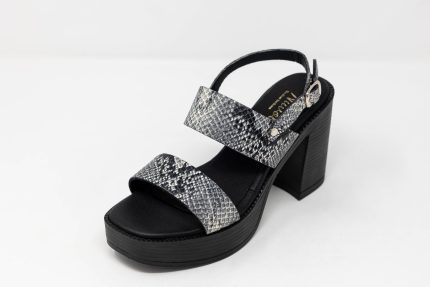 Heels Zanzibar Γυναικεία χειροποίητα δερμάτινα πέδιλα Zanzibar σε animal print με ψηλό τακούνι 10 εκ.