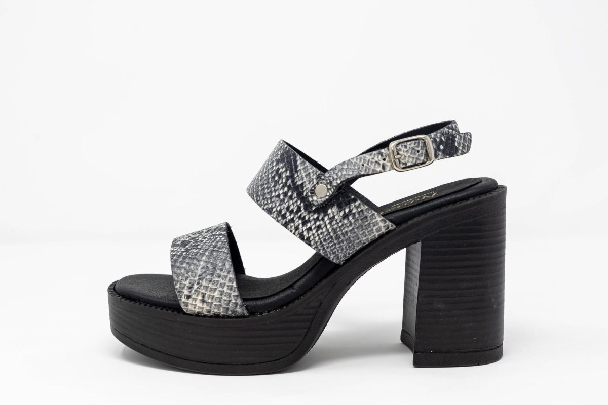 Heels Zanzibar side Γυναικεία χειροποίητα δερμάτινα πέδιλα Zanzibar σε animal print με ψηλό τακούνι 10 εκ.