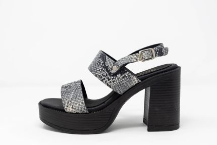 Heels Zanzibar side Γυναικεία χειροποίητα δερμάτινα πέδιλα Zanzibar σε animal print με ψηλό τακούνι 10 εκ.
