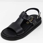Sandal Electra Γυναικεία χειροποίητα δερμάτινα σανδάλια Electra σε μαύρο χρώμα με μεταλλικό κρίκο
