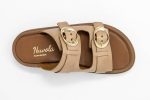 Sandal Hanna top Γυναικεία χειροποίητα δερμάτινα σανδάλια Hanna σε nude απόχρωση με χρυσές αγκράφες