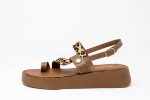 Sandal Sarafina side Γυναικεία χειροποίητα δερμάτινα σανδάλια Sarafina σε ταμπά απόχρωση με animal print λεπτομέρειες
